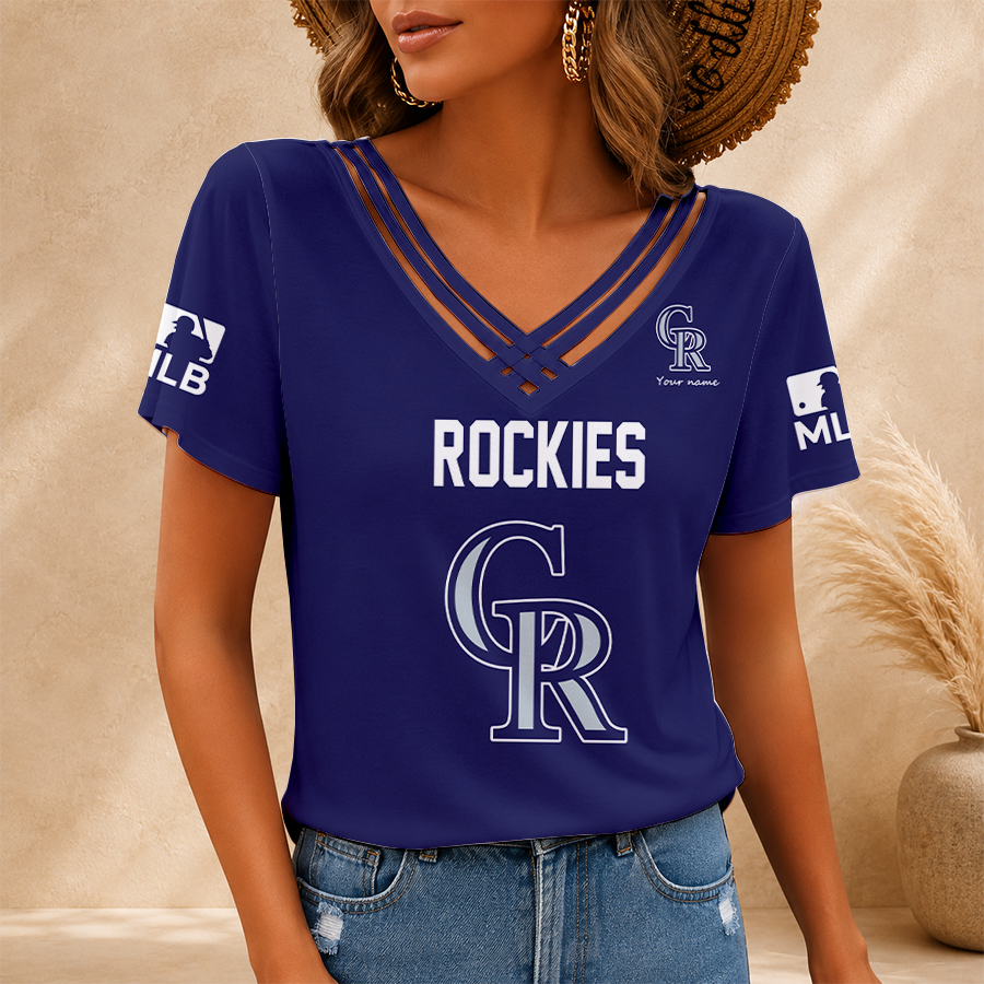 [HOMERUN DEAL] NEW CUSTOMIZED MLB30 COR COLORADO ROCKIES V-NECK SHIRT