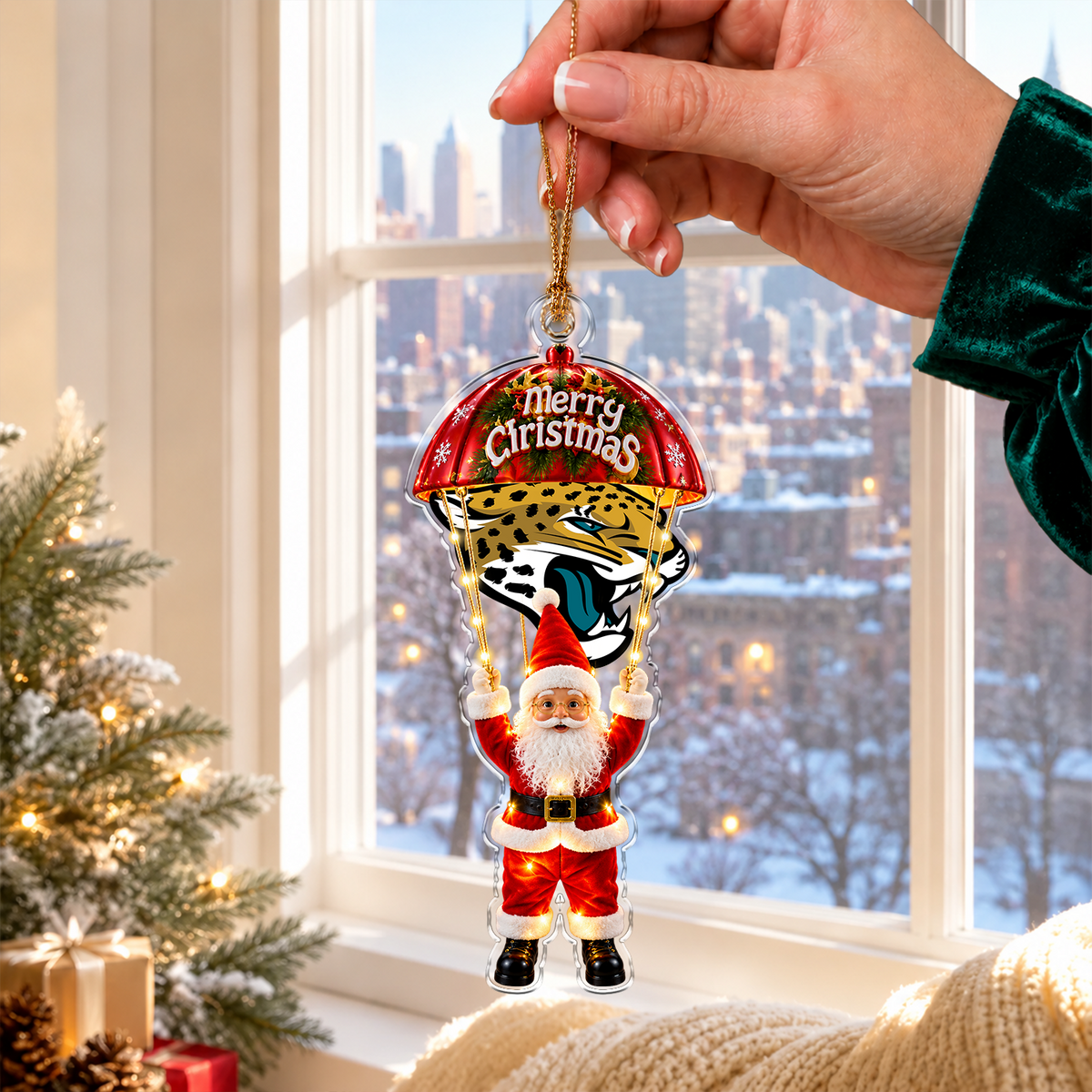 [TOUCHDOWN DEAL] NEW CUSTOMIZED NFL30 JSJ JACKSONVILLE JAGUARS CHRISTMAS ACRYLIC ORNAMENT