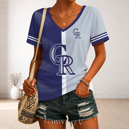 [HOMERUN DEAL] NEW CUSTOMIZED MLB30 COR COLORADO ROCKIES V-NECK FEMALE SHIRT