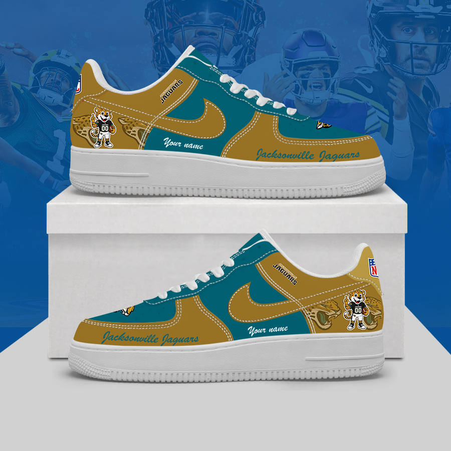 [TOUCHDOWN DEAL] NEW CUSTOMIZED NFL30 JSJ JACKSONVILLE JAGUARS AF1 SHOES