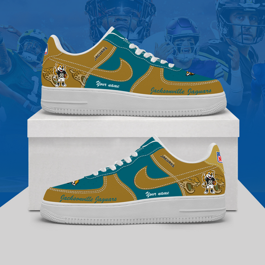 [TOUCHDOWN DEAL] NEW CUSTOMIZED NFL30 JSJ JACKSONVILLE JAGUARS AF1 SHOES