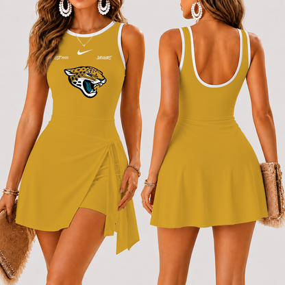 [TOUCHDOWN DEAL] NEW CUSTOMIZED NFL30 JSJ JACKSONVILLE JAGUARS WOMEN'S SUMMER SKORT DRESS