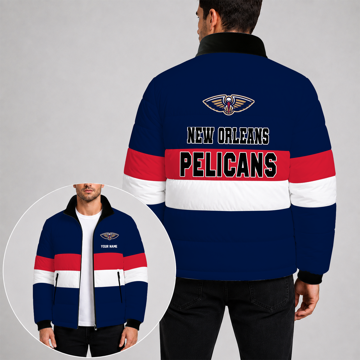 [SLAM DUNK DEAL] NEW CUSTOMIZED NBA30 NOP THE PELICANS PUFFER JACKET