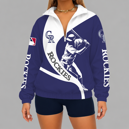 [HOMERUN DEAL] NEW CUSTOMIZED MLB30 COR COLORADO ROCKIES V-NECK ZIPPER SWEATSHIRT JACKET