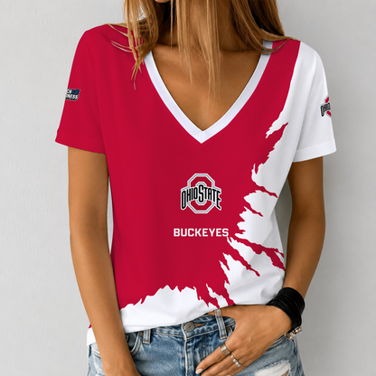 [SLAM DUNK DEAL] NEW CUSTOMIZED NCAA MAM30 OSB OHIO STATE BUCKEYES V-NECK FEMALE SHIRT