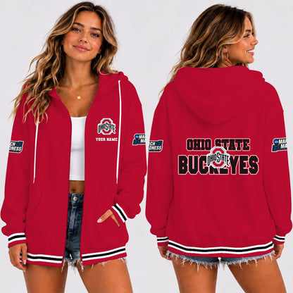 [SLAM DUNK DEAL] NEW CUSTOMIZED NCAA MAM30 OSB OHIO STATE BUCKEYES STRAPPY ZIP HOODIE