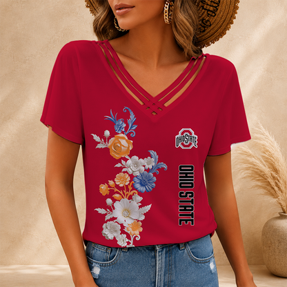 [SLAM DUNK DEAL] NEW CUSTOMIZED NCAA MAM30 OSB OHIO STATE BUCKEYES V-NECK SHIRT