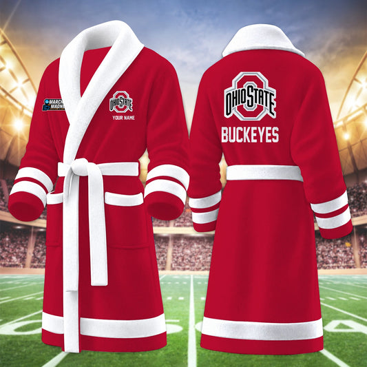 [SLAM DUNK DEAL] NEW CUSTOMIZED NCAA MAM30 OSB OHIO STATE BUCKEYES MULTICOLOR FLEECE BATHROBE