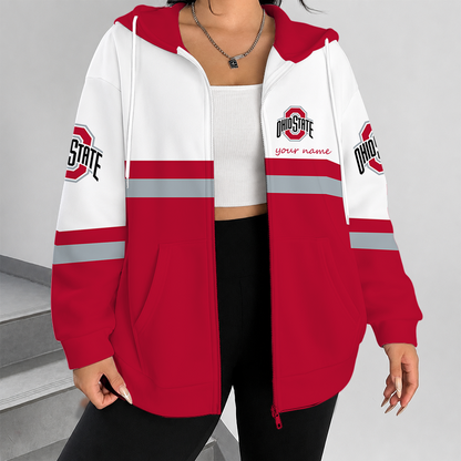 [FAN FAVORITE] NEW CUSTOMIZED NCAA MAM30 OSB OHIO STATE BUCKEYES STRAPPY ZIP HOODIE