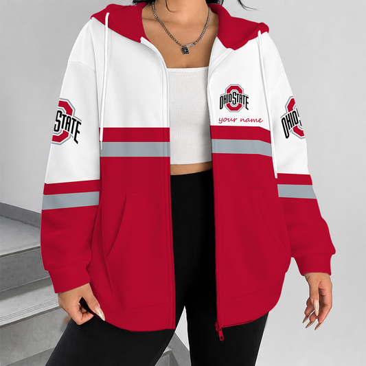 [FAN FAVORITE] NEW CUSTOMIZED NCAA MAM30 OSB OHIO STATE BUCKEYES STRAPPY ZIP HOODIE