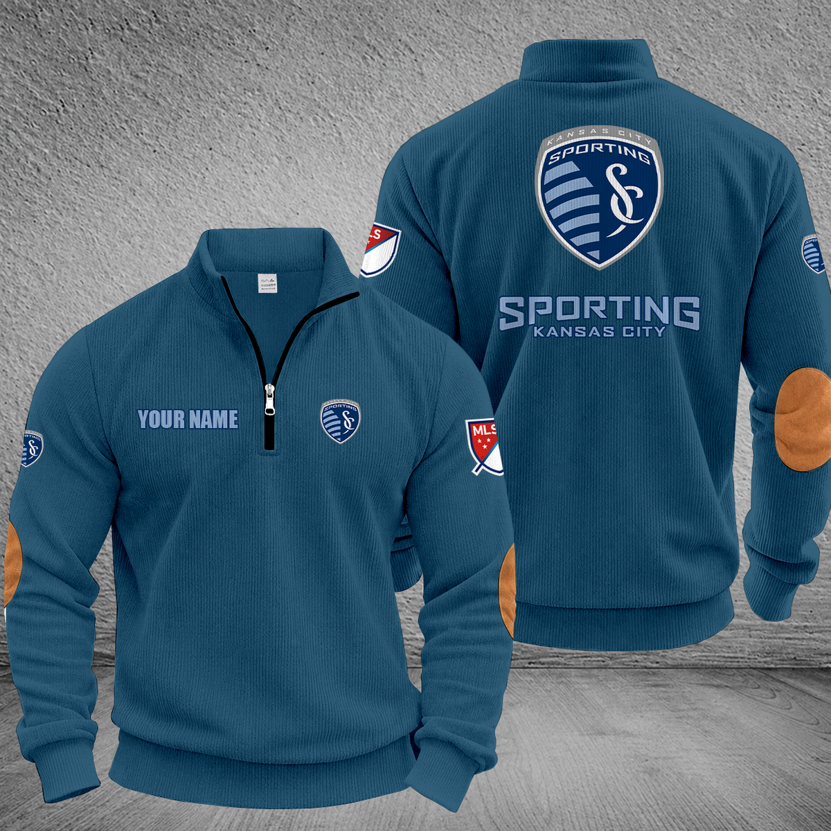 [GOAL DEAL] NEW CUSTOMIZED MLS30 SKC SPORTING KANSAS CITY MULTICOLOR STRIPED QUATER ZIP SWEATSHIRT
