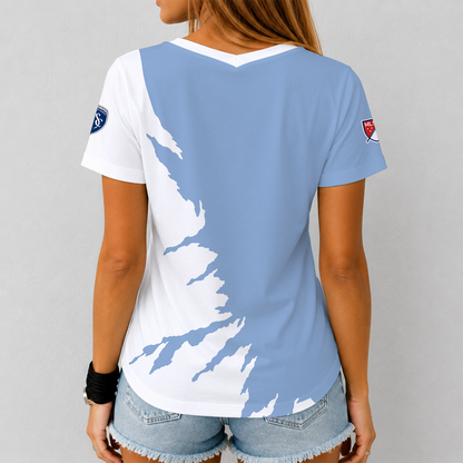[GOAL DEAL] NEW CUSTOMIZED MLS30 SKC SPORTING KANSAS CITY V-NECK FEMALE SHIRT