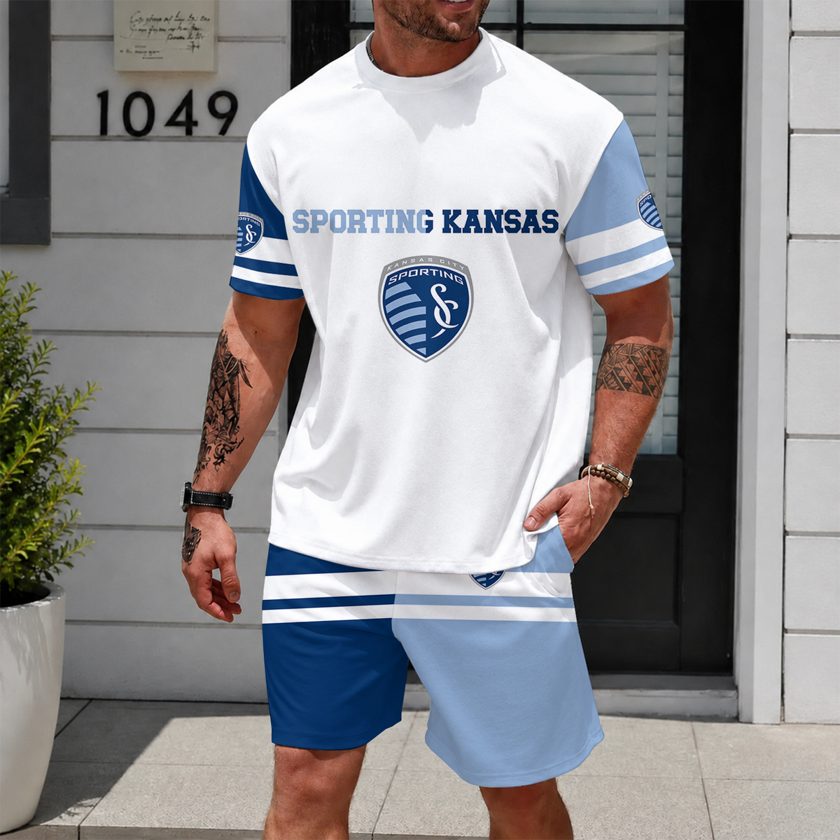 [GOAL DEAL] NEW CUSTOMIZED MLS30 SKC SPORTING KANSAS CITY UNISEX T-SHIRT & SHORTS SET