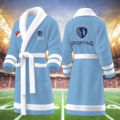 [GOAL DEAL] NEW CUSTOMIZED MLS30 SKC SPORTING KANSAS CITY FLEECE BATHROBE