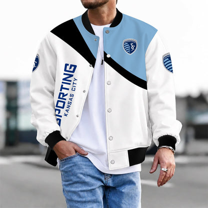 [GOAL DEAL] NEW CUSTOMIZED MLS30 SKC SPORTING KANSAS CITY BASEBALL JACKET & SATIN VARSITY JACKET
