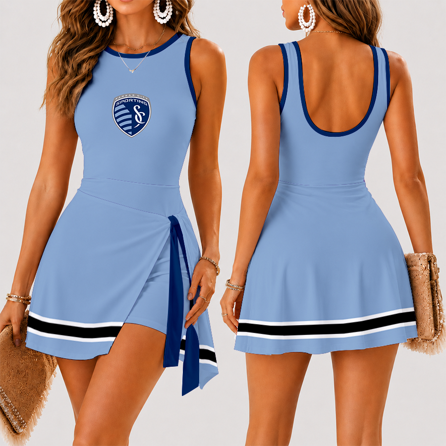 [GOAL DEAL] NEW CUSTOMIZED MLS30 SKC SPORTING KANSAS CITY WOMEN'S SUMMER SKORT DRESS