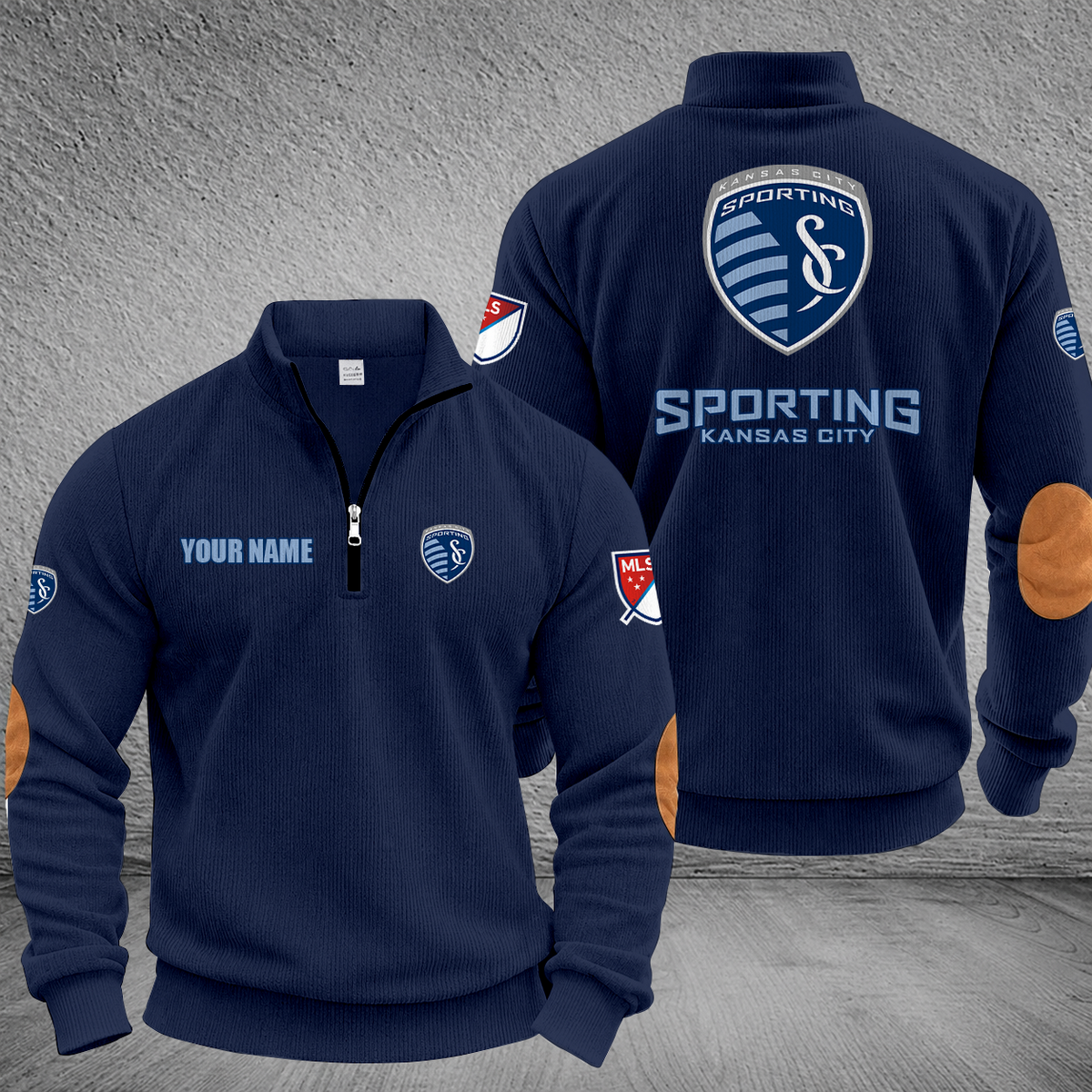 [GOAL DEAL] NEW CUSTOMIZED MLS30 SKC SPORTING KANSAS CITY MULTICOLOR STRIPED QUATER ZIP SWEATSHIRT
