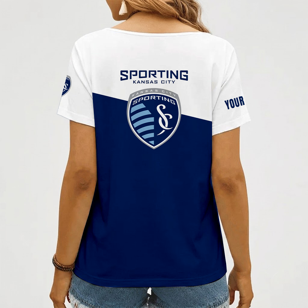[GOAL DEAL] NEW CUSTOMIZED MLS30 SKC SPORTING KANSAS CITY V-NECK FEMALE SHIRT