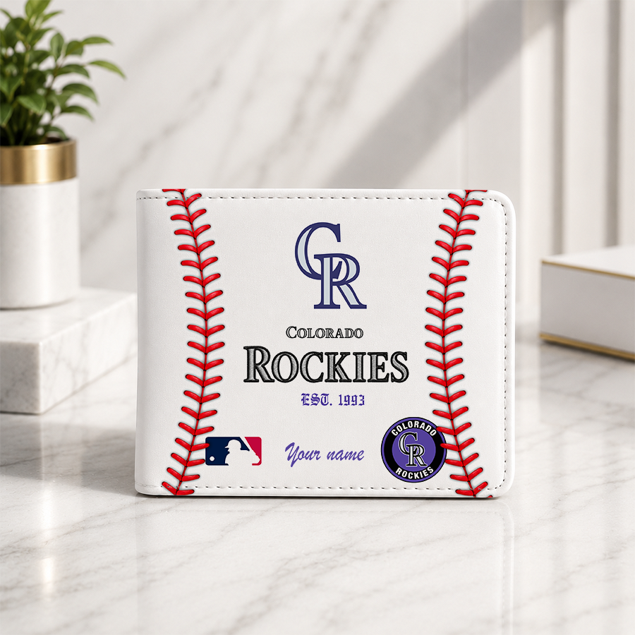 [HOMERUN DEAL] NEW CUSTOMIZED MLB30 COR COLORADO ROCKIES LEATHER WALLET