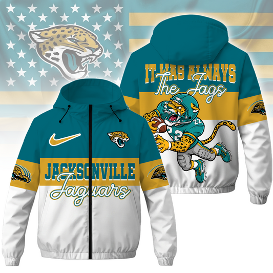 [TOUCHDOWN DEAL] NEW CUSTOMIZED NFL30 JSJ JACKSONVILLE JAGUARS WINDBREAKER JACKET