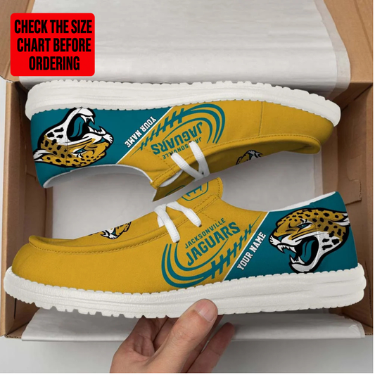 [TOUCHDOWN DEAL] NEW CUSTOMIZED NFL30 JSJ JACKSONVILLE JAGUARS LOAFER SHOES