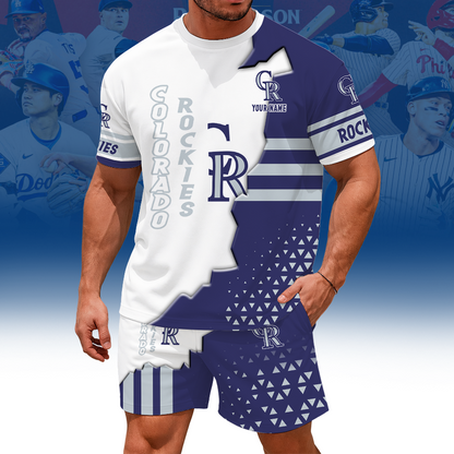 [HOMERUN DEAL] NEW CUSTOMIZED MLB30 COR COLORADO ROCKIES UNISEX T-SHIRT & SHORTS SET