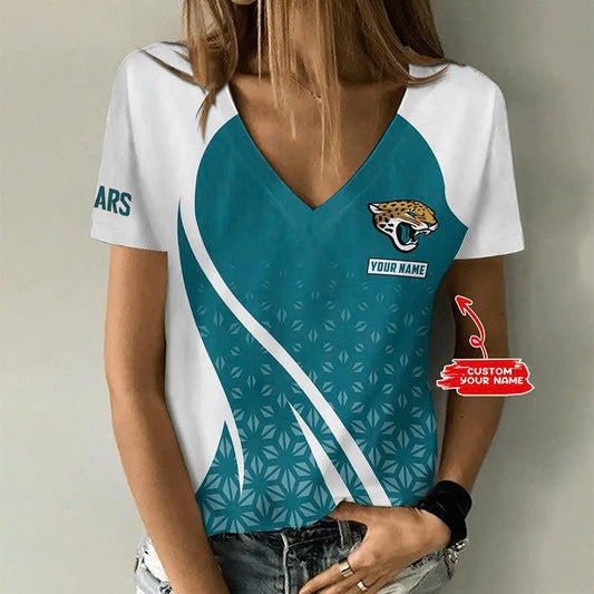 [TOUCHDOWN DEAL] NEW CUSTOMIZED NFL30 JSJ JACKSONVILLE JAGUARS V-NECK FEMALE SHIRT