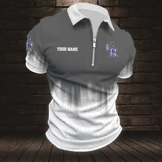 [HOMERUN DEAL] NEW CUSTOMIZED MLB30 COR COLORADO ROCKIES ZIP POLO SHIRT