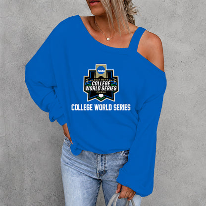 [HOMERUN DEAL] NEW CUSTOMIZED NCAA CWS31 COLLEGE WORLD SERIES WOMEN'S OFF-SHOULDER LONG SLEEVE SHIRT