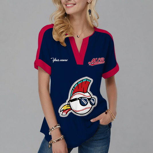 [HOMERUN DEAL] NEW CUSTOMIZED MLB31 MAJOR LEAGUE BASEBALL V-NECK FEMALE SHIRT