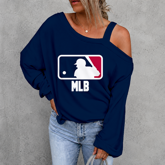 [HOMERUN DEAL] NEW CUSTOMIZED MLB31 MAJOR LEAGUE BASEBALL WOMEN'S OFF-SHOULDER LONG SLEEVE SHIRT