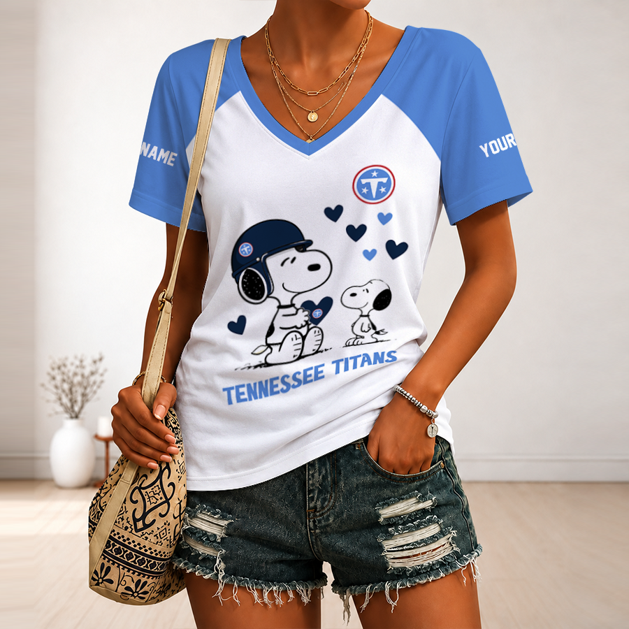 [TOUCHDOWN DEAL] NEW CUSTOMIZED NFL31 TST TENNESSEE TITANS V-NECK FEMALE SHIRT