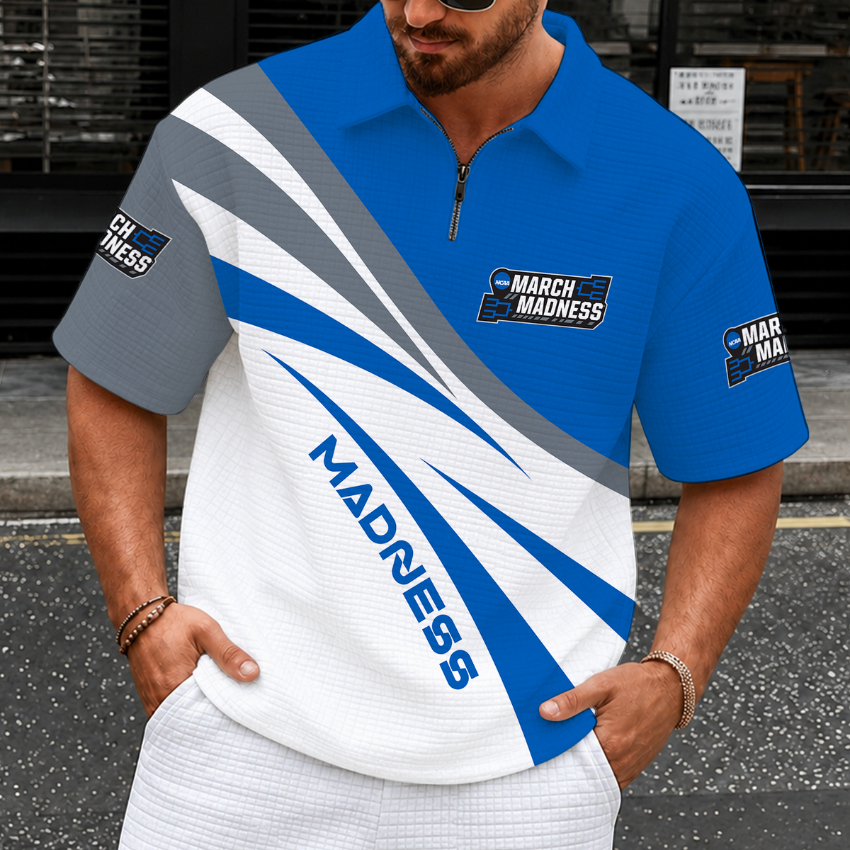 [SLAM DUNK DEAL] NEW CUSTOMIZED NCAA MAM31 MAM MARCH MADNESS QUARTER-ZIP POLO SHIRT