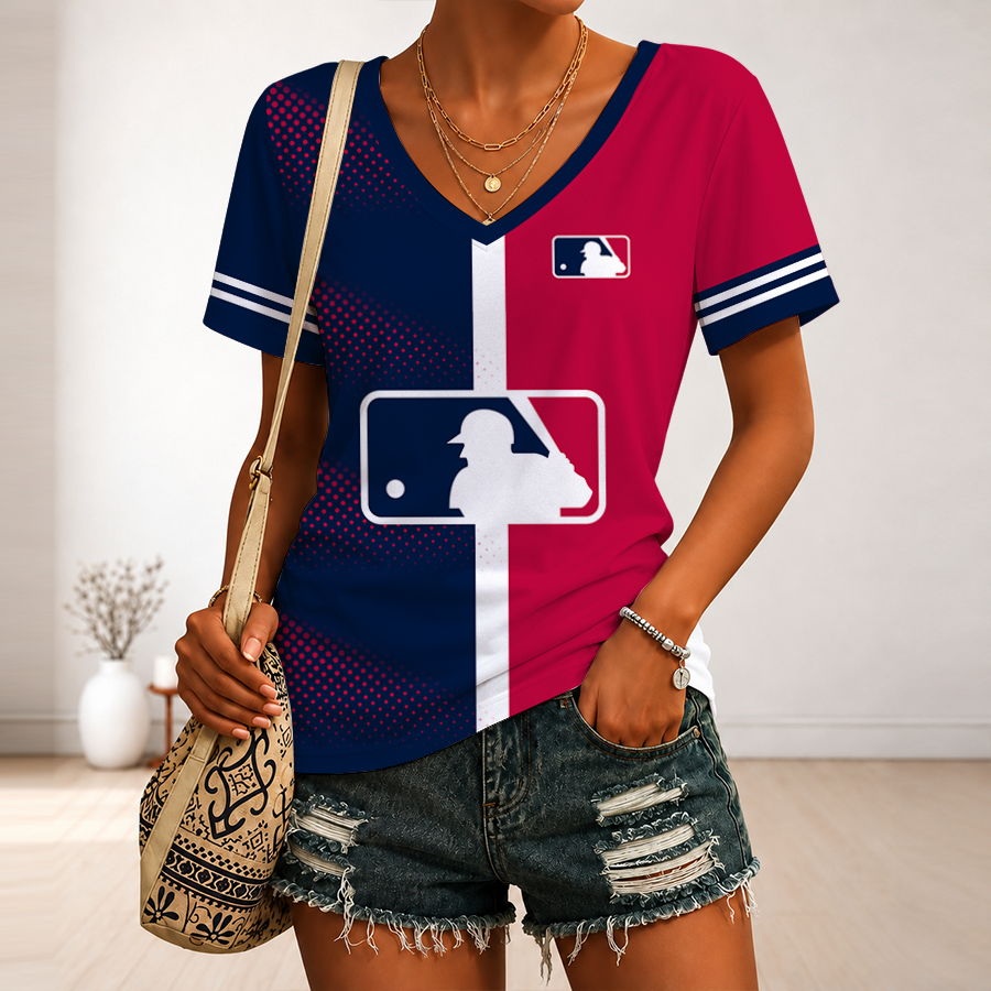 [HOMERUN DEAL] NEW CUSTOMIZED MLB31 MAJOR LEAGUE BASEBALL V-NECK FEMALE SHIRT
