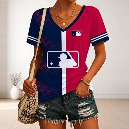 [HOMERUN DEAL] NEW CUSTOMIZED MLB31 MAJOR LEAGUE BASEBALL V-NECK FEMALE SHIRT