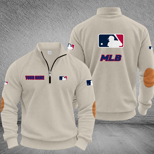 [HOMERUN DEAL] NEW CUSTOMIZED MLB31 MAJOR LEAGUE BASEBALL MULTICOLOR STRIPED QUATER ZIP SWEATSHIRT