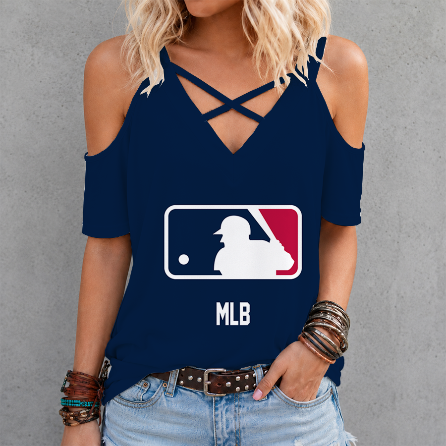 [HOMERUN DEAL] NEW CUSTOMIZED MLB31 MAJOR LEAGUE BASEBALL CRISS CROSS V-NECK TOP