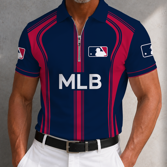 [HOMERUN DEAL] NEW CUSTOMIZED MLB31 MAJOR LEAGUE BASEBALL ZIP POLO SHIRT