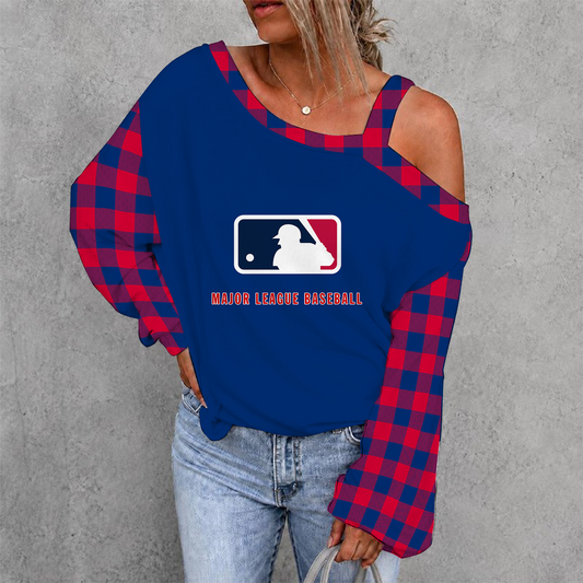 [HOMERUN DEAL] NEW CUSTOMIZED MLB31 MAJOR LEAGUE BASEBALL WOMEN'S OFF-SHOULDER LONG SLEEVE SHIRT
