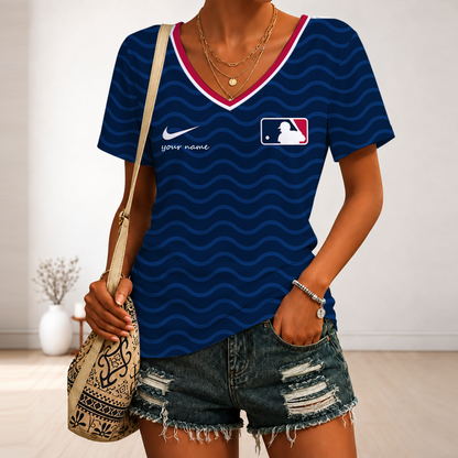 [HOMERUN DEAL] NEW CUSTOMIZED MLB31 MAJOR LEAGUE BASEBALL V-NECK FEMALE SHIRT