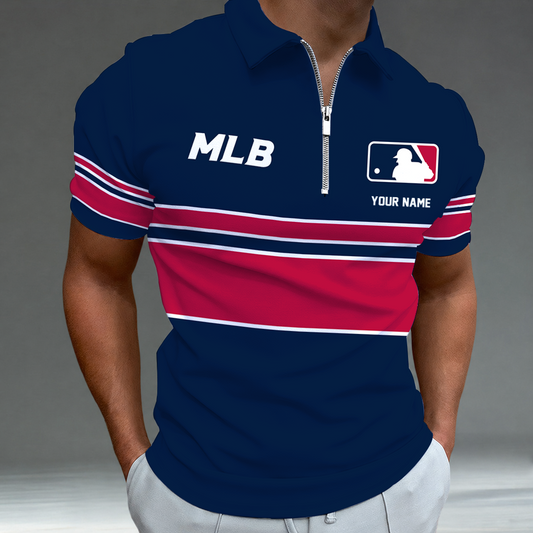 [HOMERUN DEAL] NEW CUSTOMIZED MLB31 MAJOR LEAGUE BASEBALL ZIP POLO SHIRT