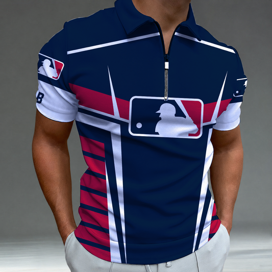 [HOMERUN DEAL] NEW CUSTOMIZED MLB31 MAJOR LEAGUE BASEBALL ZIP POLO SHIRT