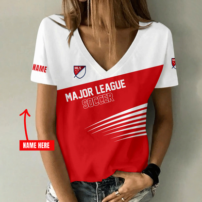 [GOAL DEAL] NEW CUSTOMIZED MLS31 MLS MAJOR LEAGUE SOCCER V-NECK FEMALE SHIRT
