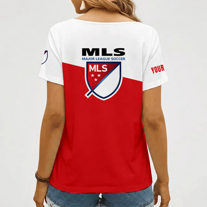 [GOAL DEAL] NEW CUSTOMIZED MLS31 MLS MAJOR LEAGUE SOCCER V-NECK FEMALE SHIRT
