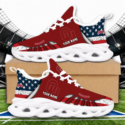 [TOUCHDOWN DEAL]NEW CUSTOMIZED NCAA FBS31 OUS OKLAHOMA SOONERS CLUNKY SNEAKERS