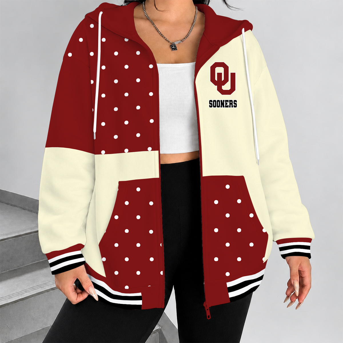 [TOUCHDOWN DEAL] NEW CUSTOMIZED NCAA FBS31 OUS OKLAHOMA SOONERS ZIP HOODIE