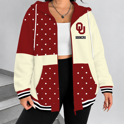 [TOUCHDOWN DEAL] NEW CUSTOMIZED NCAA FBS31 OUS OKLAHOMA SOONERS ZIP HOODIE