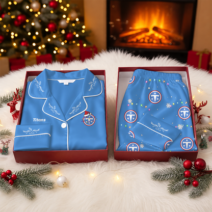 [TOUCHDOWN DEAL] NEW CUSTOMIZED NFL31 TST TENNESSEE TITANS LONG-SLEEVE PAJAMA SET