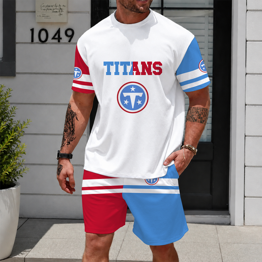 [TOUCHDOWN DEAL] NEWCUSTOMIZED NFL31 TST TENNESSEE TITANS UNISEX T-SHIRT & SHORTS SET