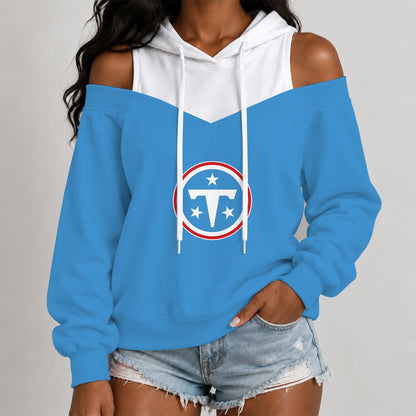 [TOUCHDOWN DEAL] NEW CUSTOMIZED NFL31 TST THE TITANS WOMEN'S OFF-SHOULDER HOODIE